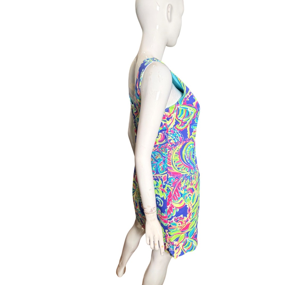 Lilly Pulitzer Multicolor neon Delia Paisley Lace Trim Cotton Shift Dress  6 - Picture 4 of 8